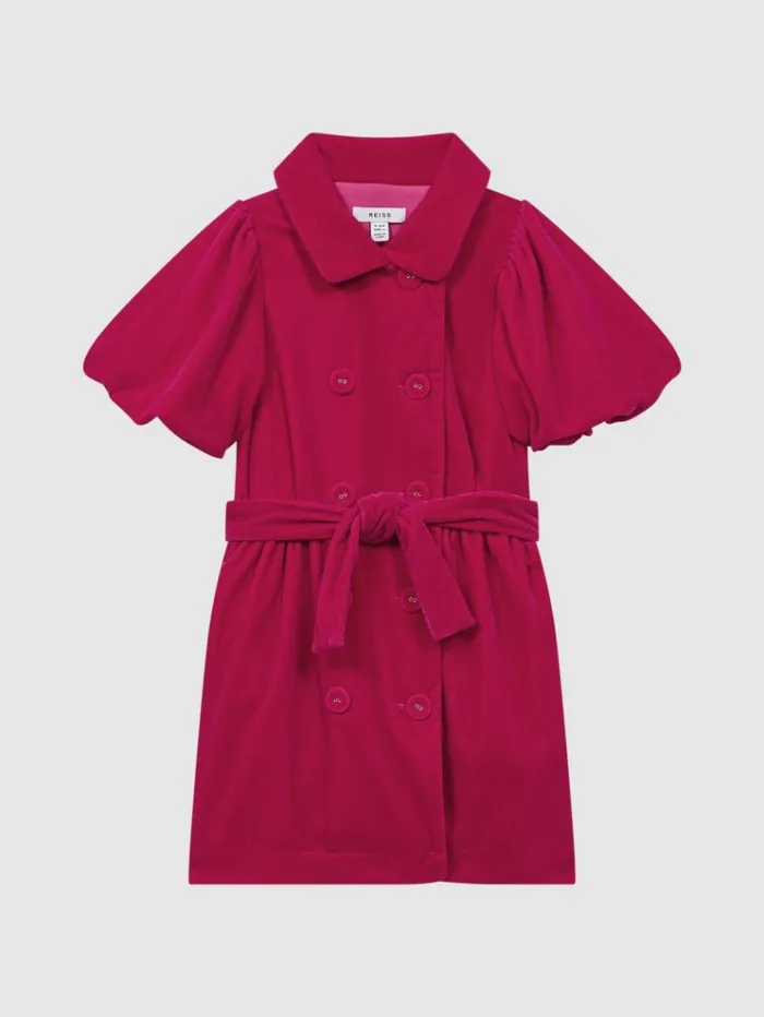 REISS Dresses Children Velvet Double Breasted Dress Pink
