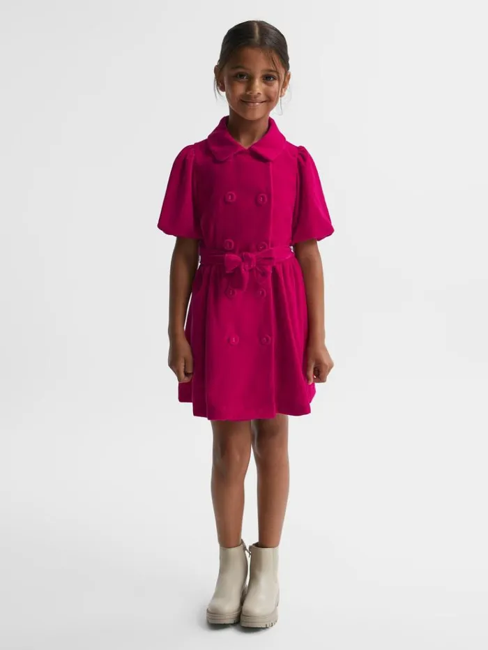 REISS Dresses Children Velvet Double Breasted Dress Pink