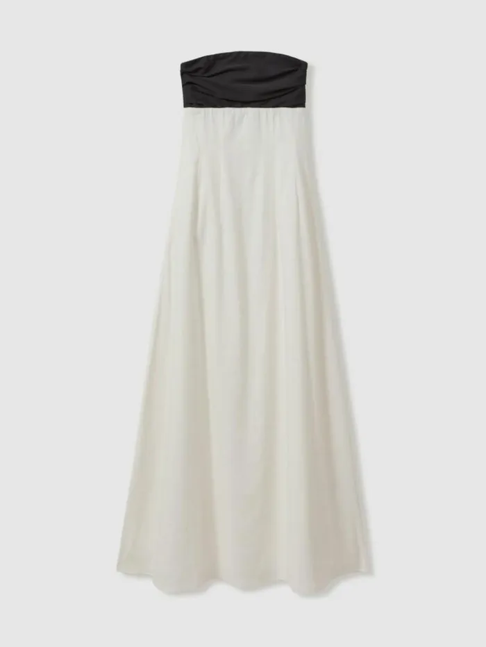 REISS Dresses Women Anna Quan LinenJersey Strapless Maxi Dress Ivory