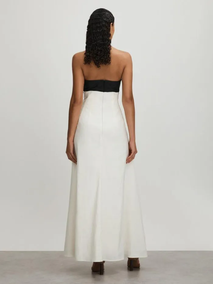 REISS Dresses Women Anna Quan LinenJersey Strapless Maxi Dress Ivory