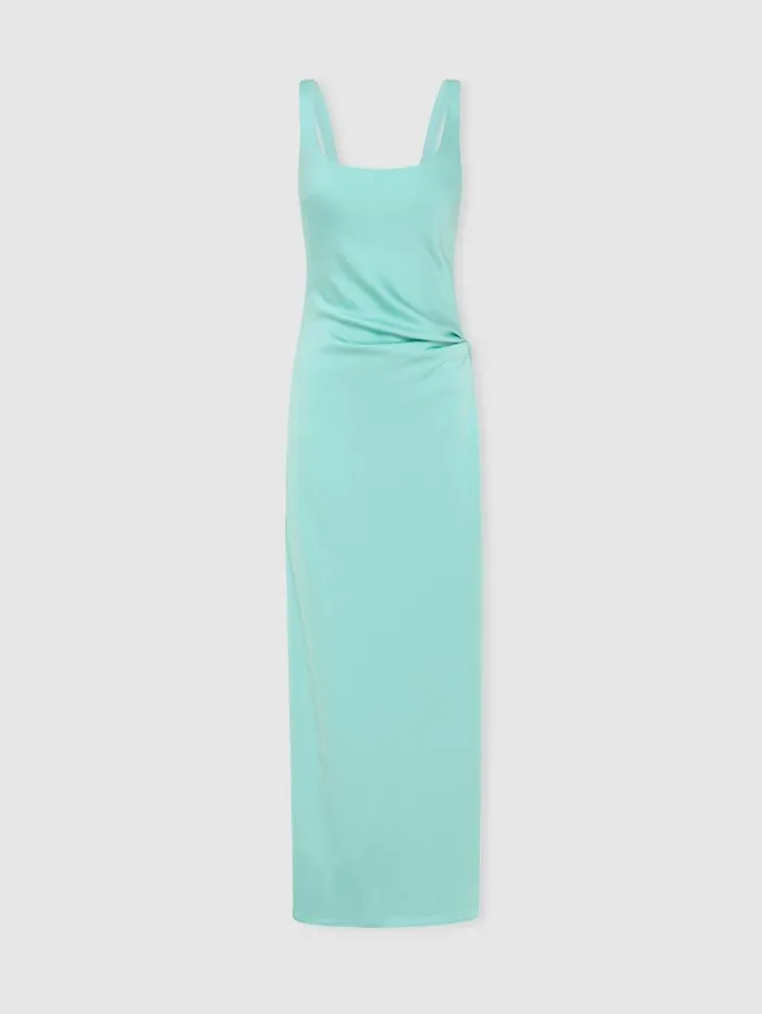 REISS Dresses Women Anna Quan Satin Side Split Maxi Dress Teal