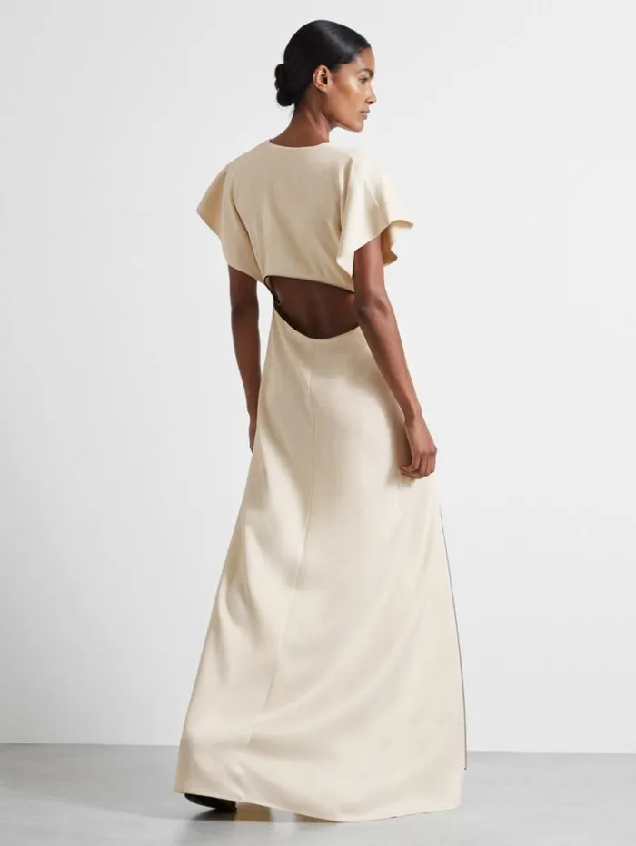 REISS Dresses Women Atelier Zipped Maxi Dress With Virgin Wool Ivory