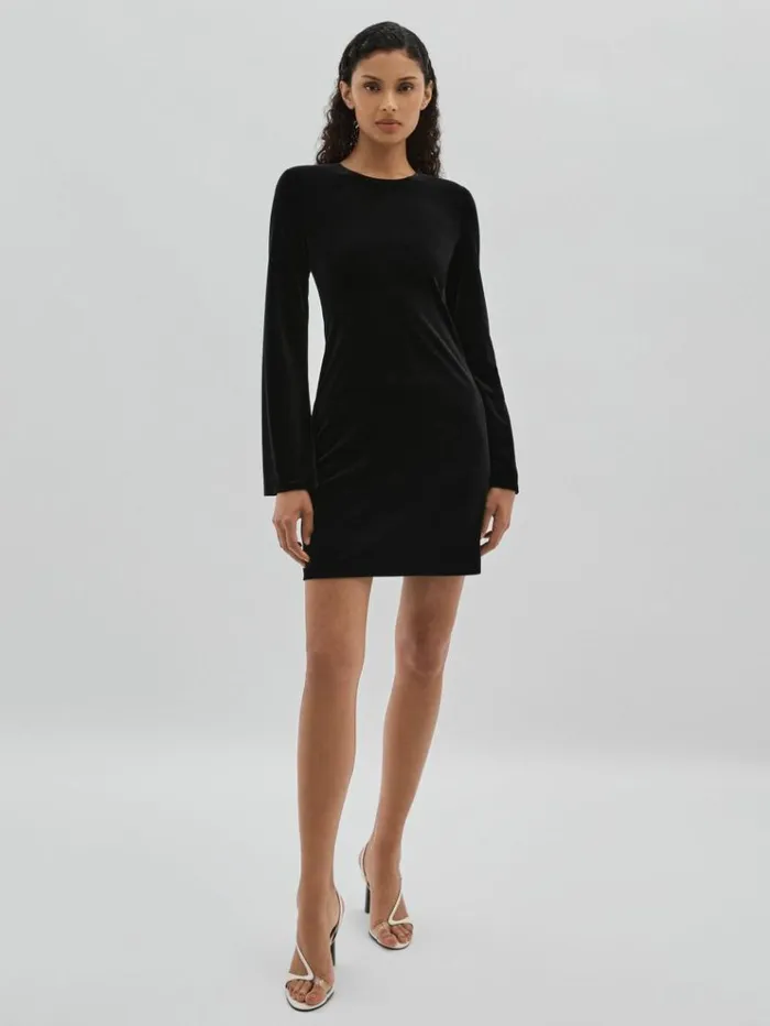 REISS Dresses Women Code OpenBack Velvet Mini Dress Black