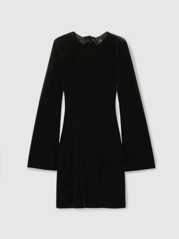 REISS Dresses Women Code OpenBack Velvet Mini Dress Black