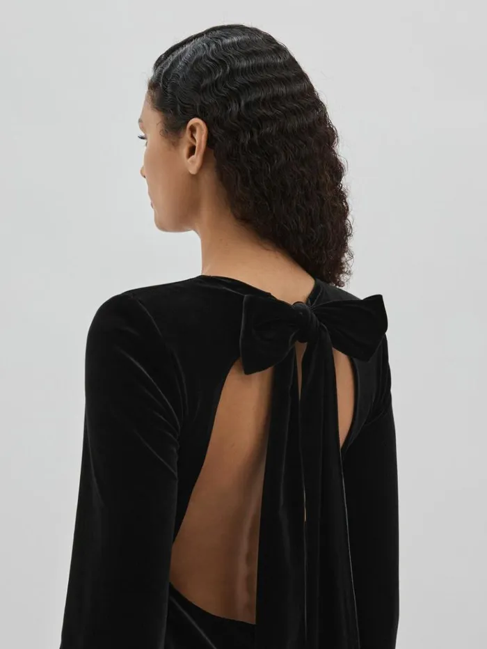 REISS Dresses Women Code OpenBack Velvet Mini Dress Black