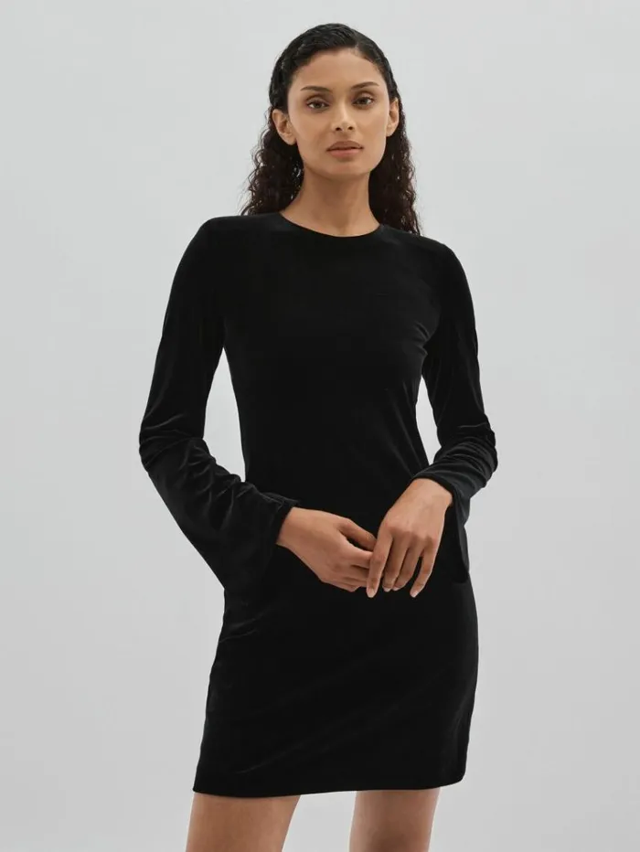 REISS Dresses Women Code OpenBack Velvet Mini Dress Black