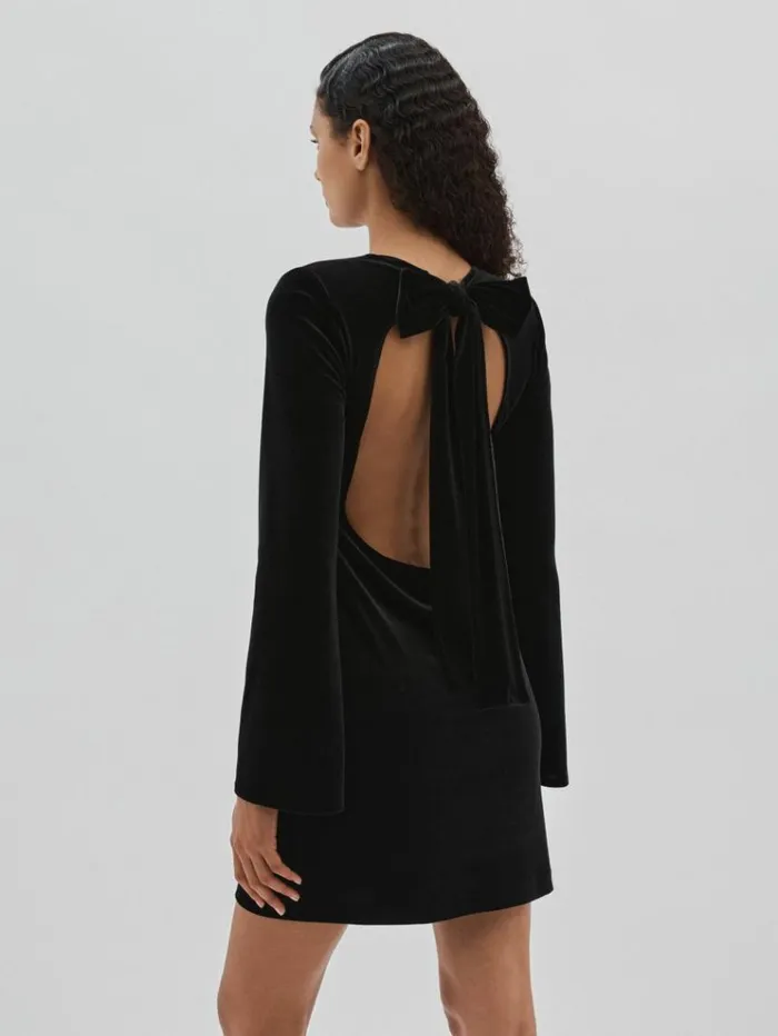 REISS Dresses Women Code OpenBack Velvet Mini Dress Black