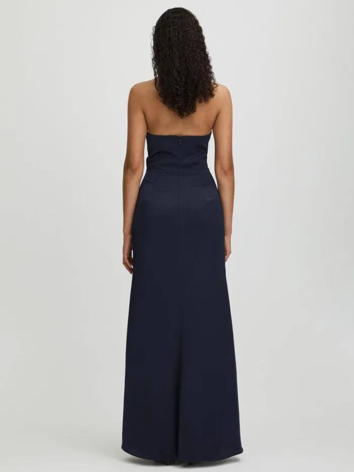 REISS Dresses Women Halston Satin Halter Neck Maxi Dress Navy