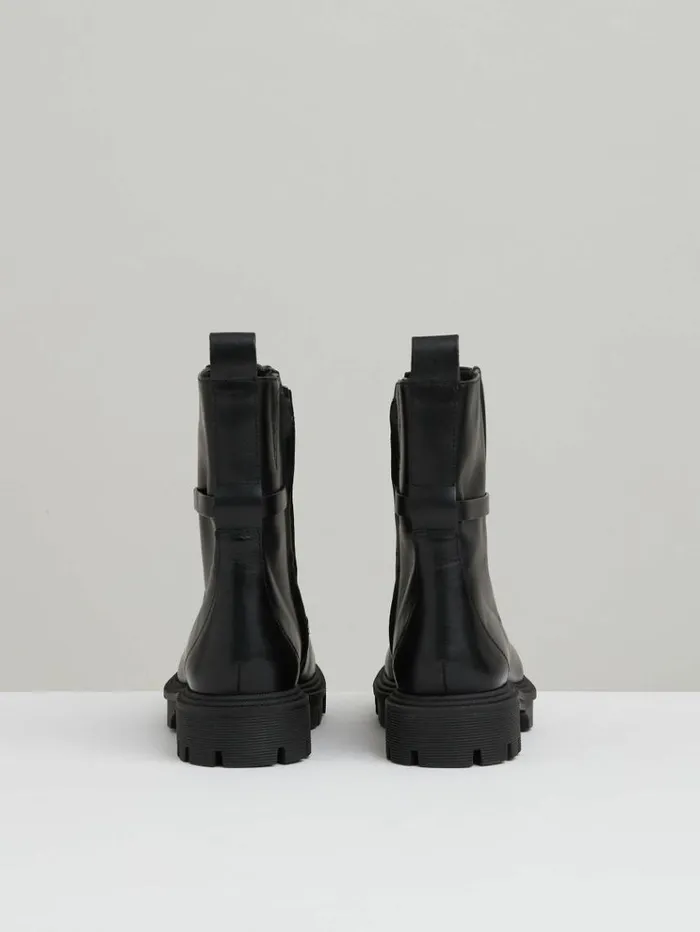 REISS Flats Women Chain Embellished Ankle Boots Black