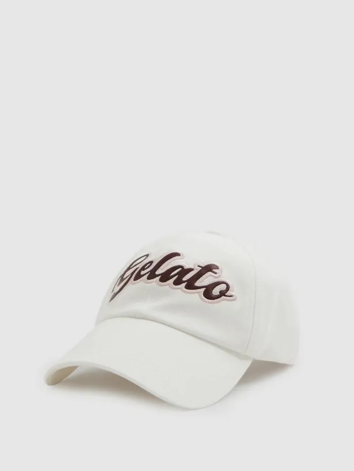 REISS Hats Gloves and Scarves Men Ch Embroidered Motif Baseball Cap White