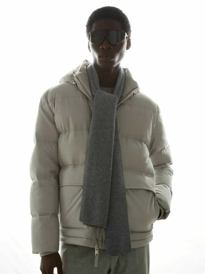 REISS Hats Gloves and Scarves Men Ribbed Merino Scarf Mid Grey Melange
