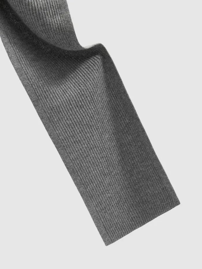 REISS Hats Gloves and Scarves Men Ribbed Merino Scarf Mid Grey Melange