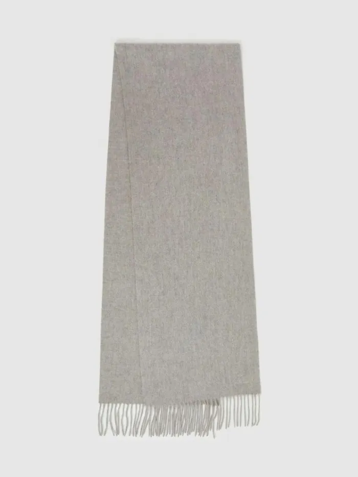 REISS Hats Gloves and Scarves Men Wool And Cashmere Scarf Light Grey