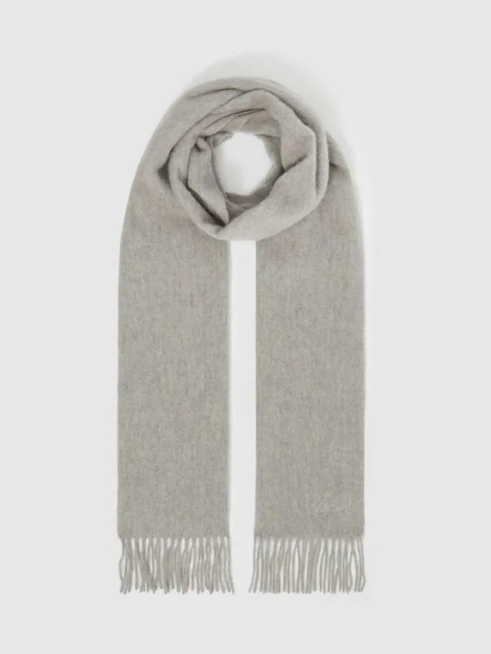 REISS Hats Gloves and Scarves Men Wool And Cashmere Scarf Light Grey