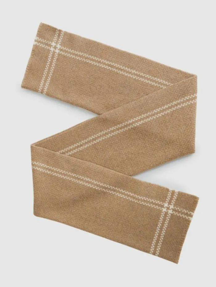 REISS Hats Gloves and Scarves Women Wool Cashmere Fringed Scarf Camel