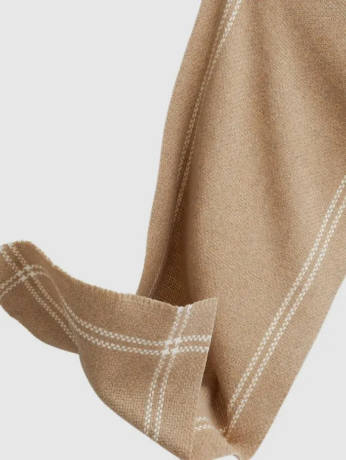 REISS Hats Gloves and Scarves Women Wool Cashmere Fringed Scarf Camel