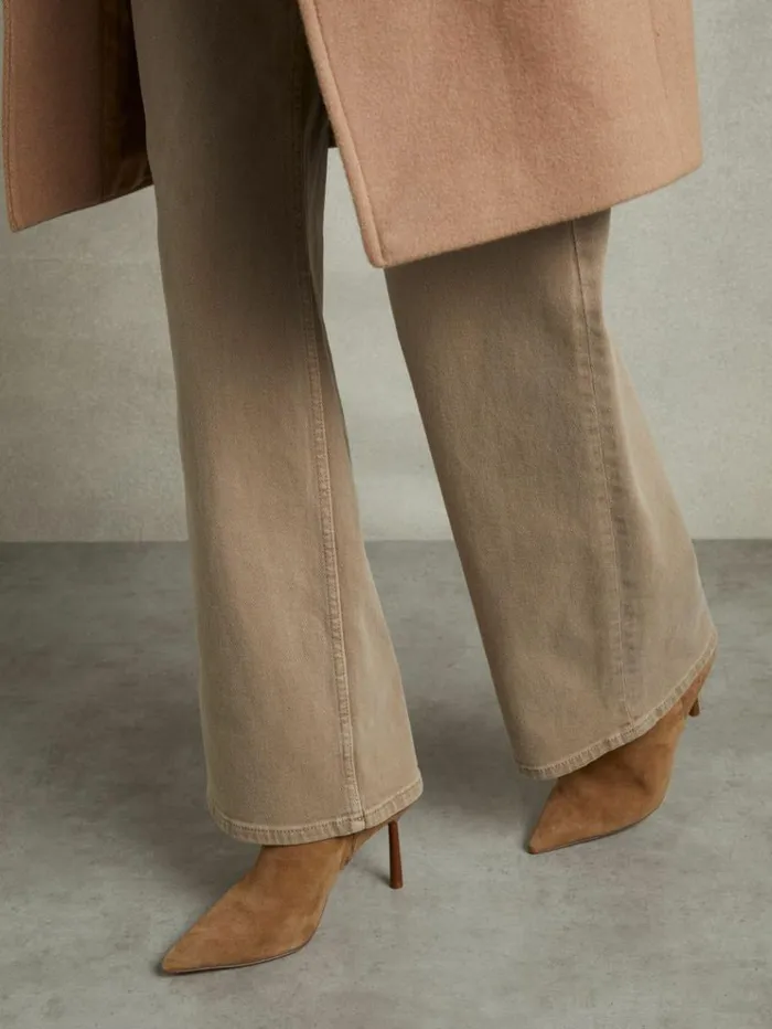REISS Heels Women Seamed Suede Ankle Boots Tan