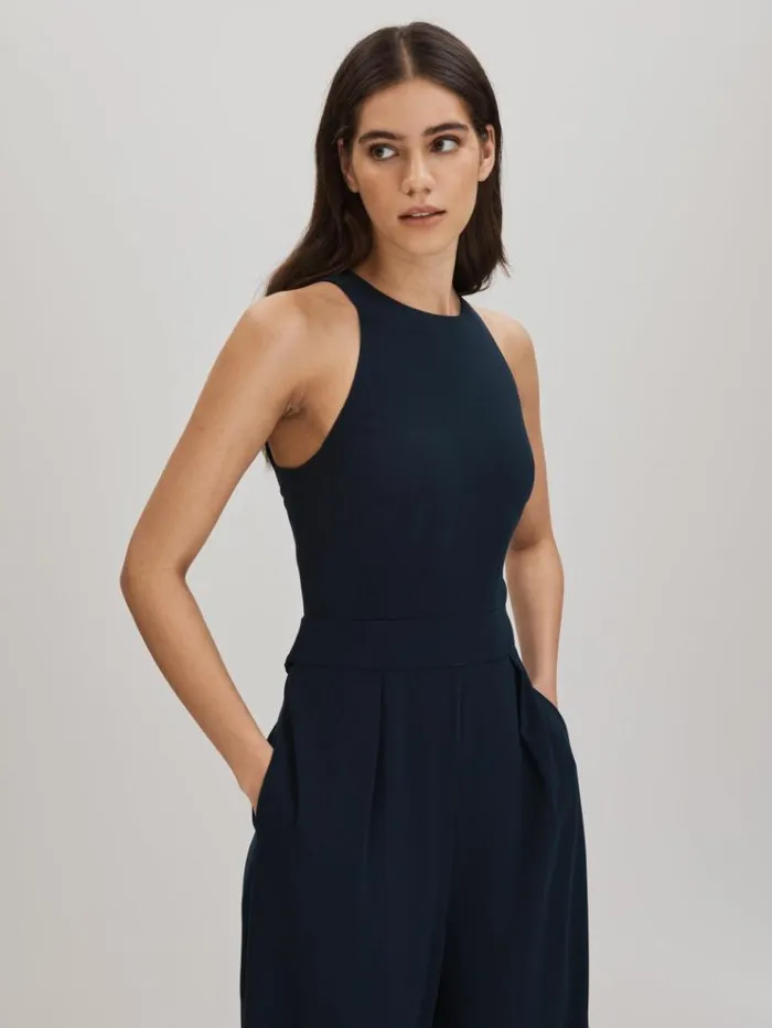 REISS Jumpsuits and Rompers Women Florere Wide Leg Jumpsuit Navy