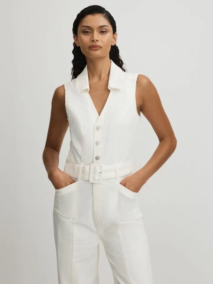 REISS Jumpsuits and Rompers Women Paige Denim Jumpsuit Ecru