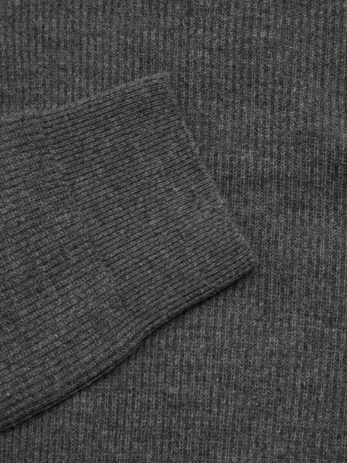 REISS Merino Sweaters Men Wool HalfZip Polo Shirt Grey Melange