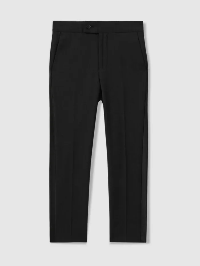 REISS Pants Children Tuxedo Satin Stripe Trousers Black