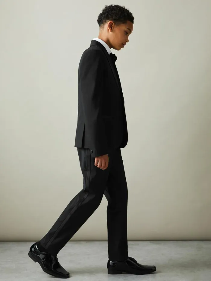 REISS Pants Children Tuxedo Satin Stripe Trousers Black REISS Pants Children Tuxedo Satin Stripe Trousers Black