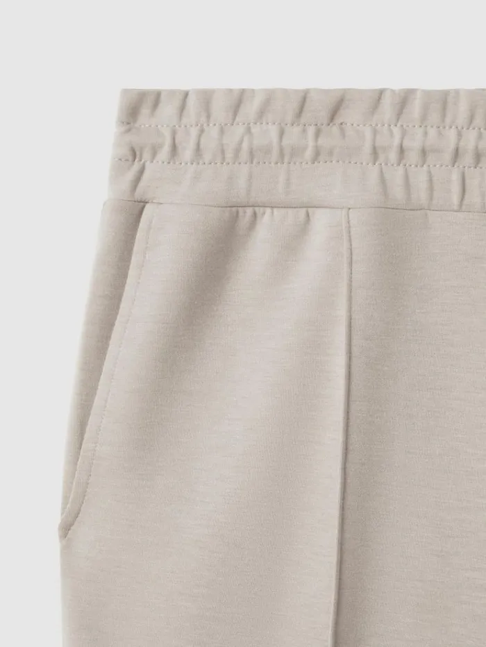 REISS Pants Men Interlock Jersey Drawstring Joggers Oatmeal