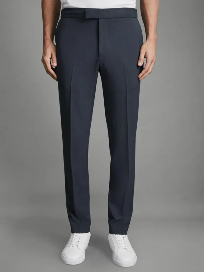 REISS Pants Men Relaxed Drawstring Trousers Airforce Blue