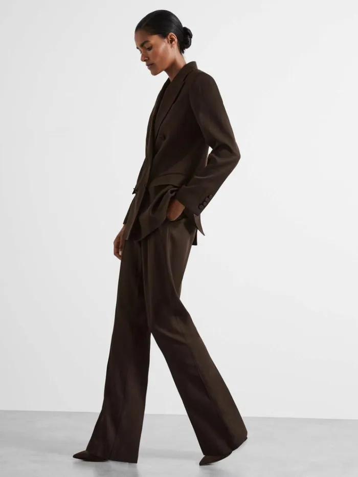 REISS Pants Women Atelier Virgin WoolBlend Suit Trousers Chocolate