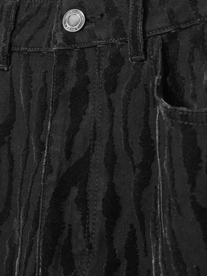 REISS Pants Women CottonBlend VelvetPrint Barrel Leg Jeans Black