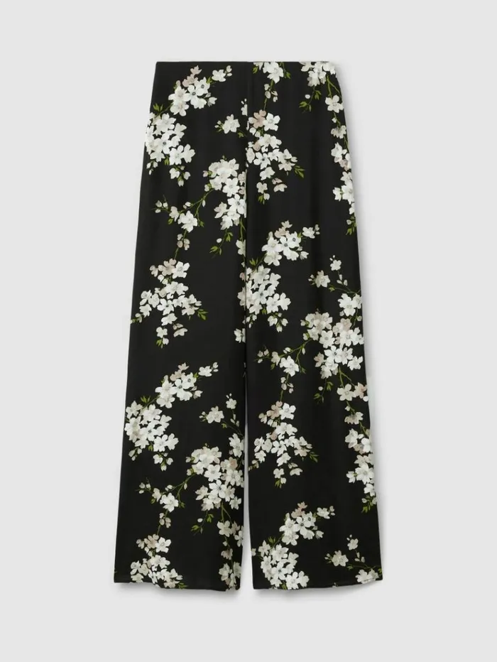 REISS Pants Women Florere High Rise Wide Leg Trousers Black