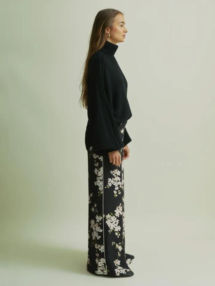 REISS Pants Women Florere High Rise Wide Leg Trousers Black