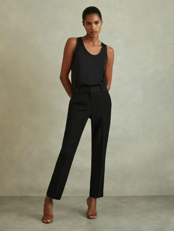 REISS Pants Women Slim Fit Suit Trousers Black