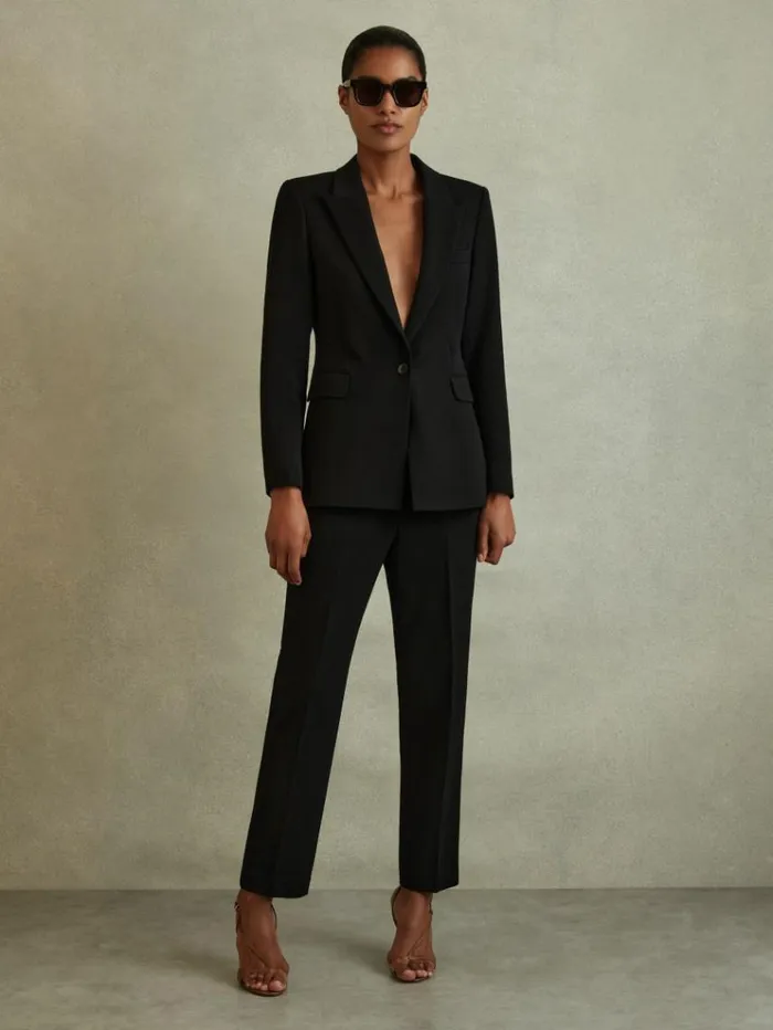 REISS Pants Women Slim Fit Suit Trousers Black