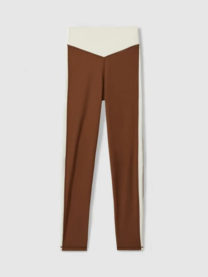REISS Pants Women The Upside High Rise Colourblock Leggings Chestnut