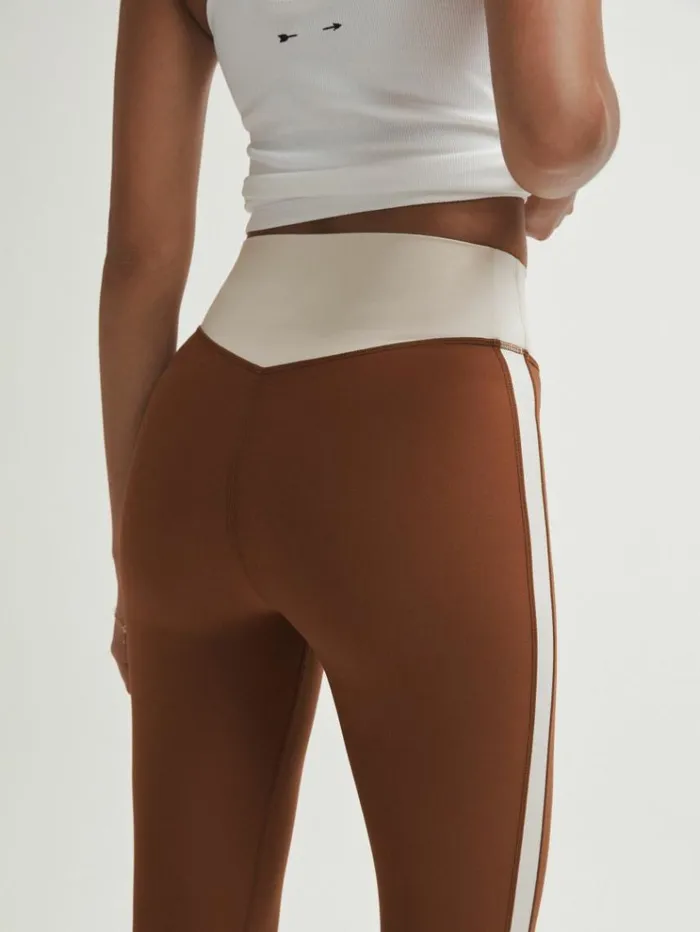 REISS Pants Women The Upside High Rise Colourblock Leggings Chestnut