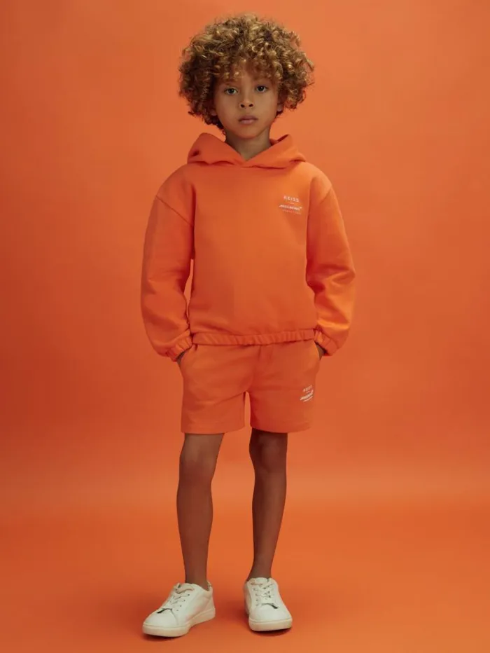 REISS Reiss X Mclaren F1 Team Children McLaren F1 Cotton Drawstring Shorts Papaya