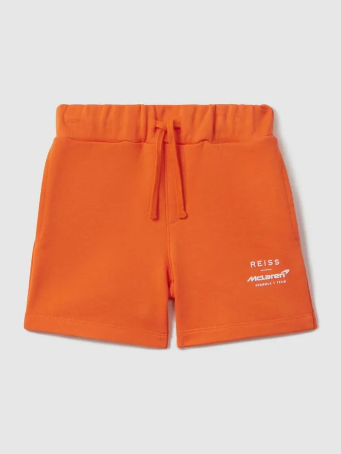 REISS Reiss X Mclaren F1 Team Children McLaren F1 Cotton Drawstring Shorts Papaya