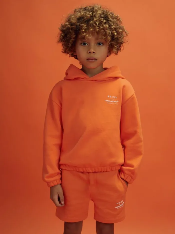 REISS Reiss X Mclaren F1 Team Children McLaren F1 Cotton Drawstring Shorts Papaya