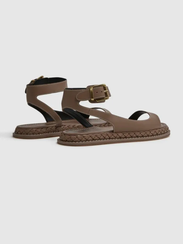 REISS Sandals Women Leather Plait Detail Sandals Tan REISS Sandals Women Leather Plait Detail Sandals Tan