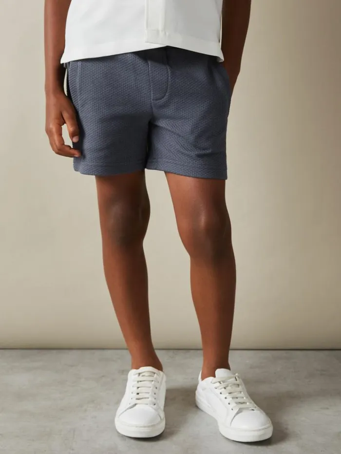 REISS Shorts Children Textured Drawstring Shorts Steel Blue