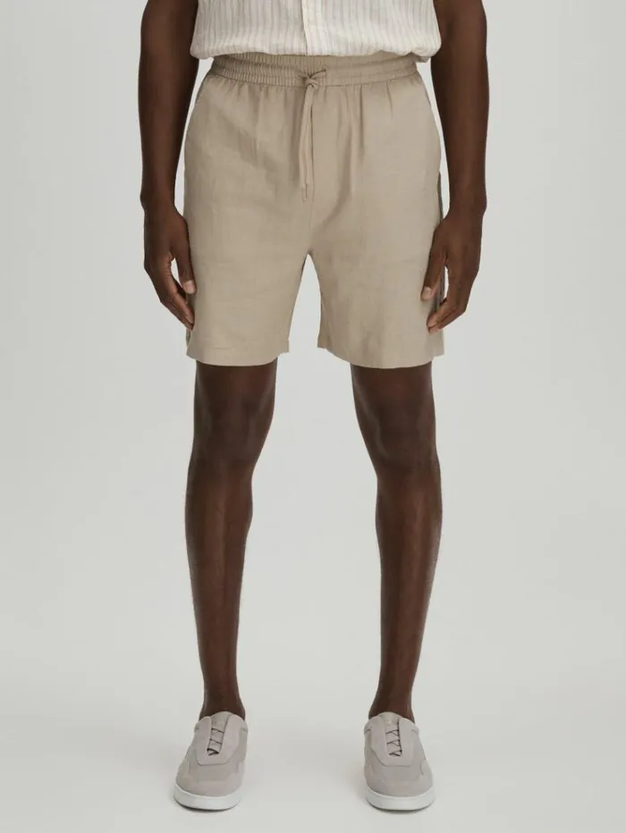 REISS Shorts Men Les Deux Linen Blend Drawstring Shorts Sand