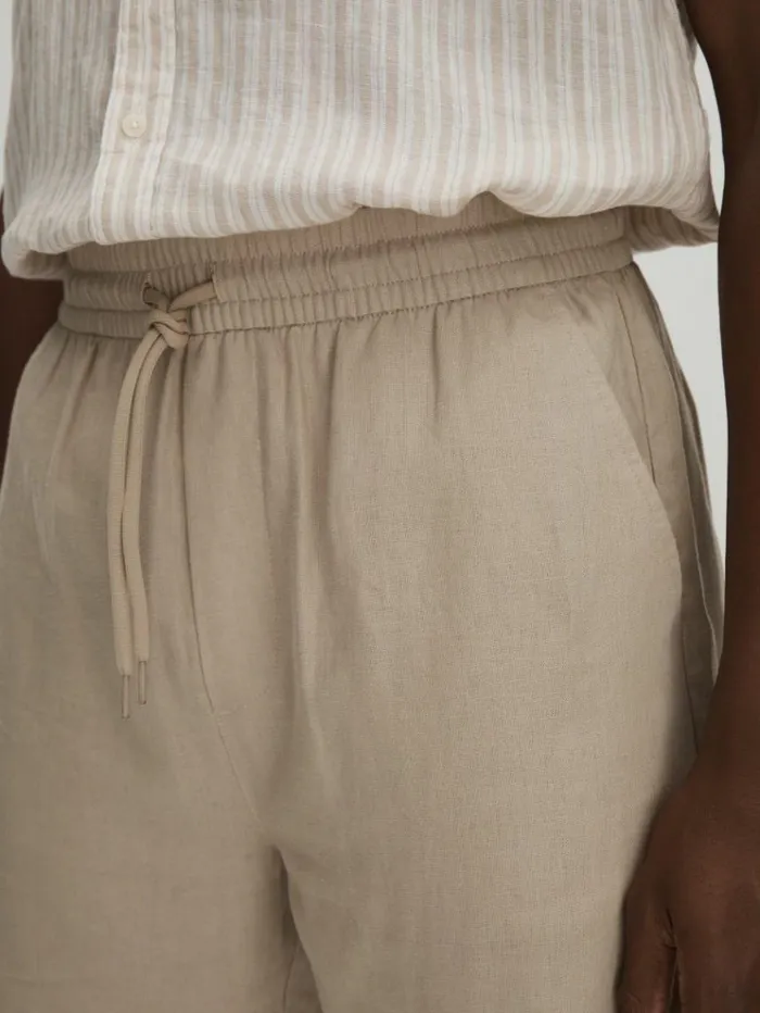 REISS Shorts Men Les Deux Linen Blend Drawstring Shorts Sand