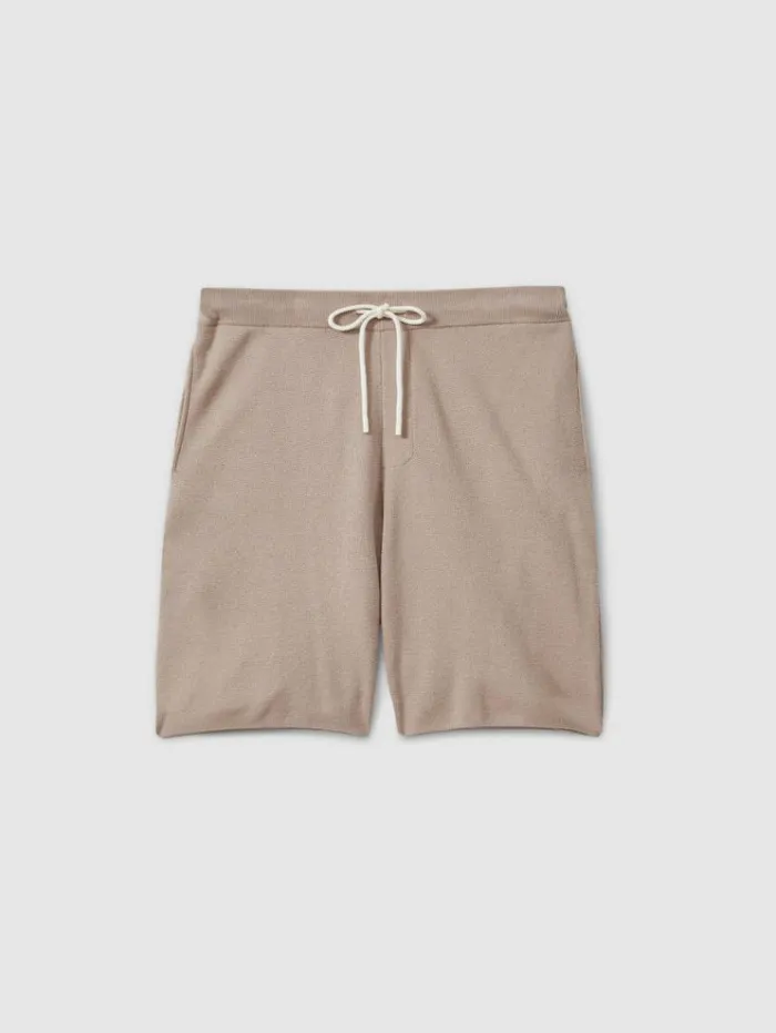 REISS Shorts Men Paige CottonLinen Drawstring Knitted Shorts Mocha