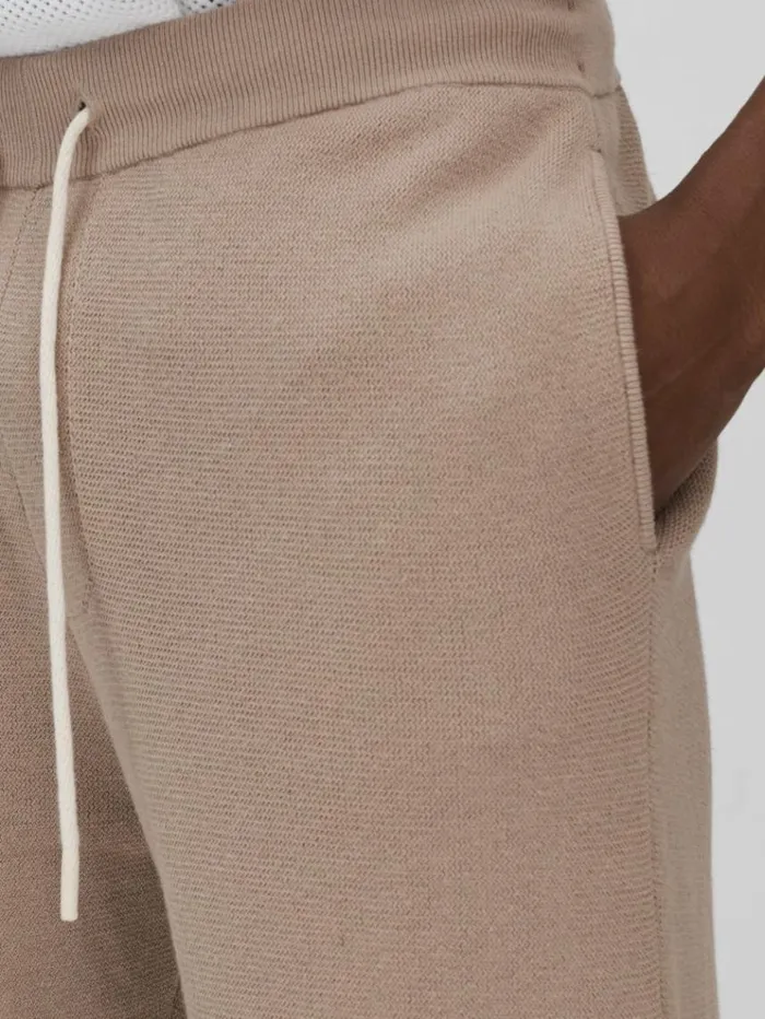 REISS Shorts Men Paige CottonLinen Drawstring Knitted Shorts Mocha