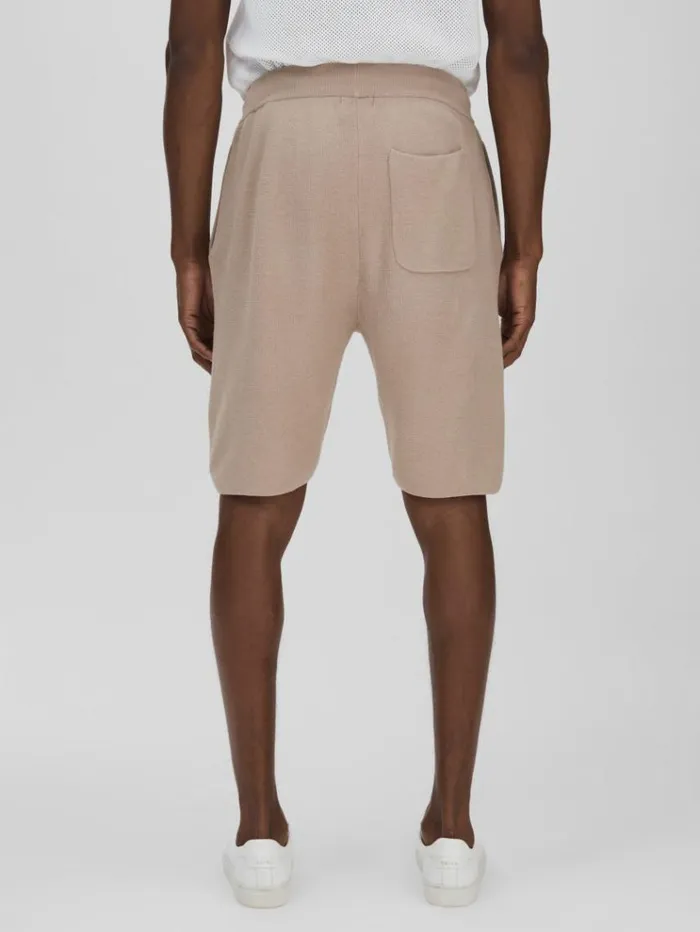 REISS Shorts Men Paige CottonLinen Drawstring Knitted Shorts Mocha