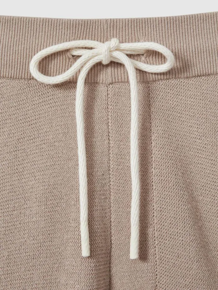 REISS Shorts Men Paige CottonLinen Drawstring Knitted Shorts Mocha