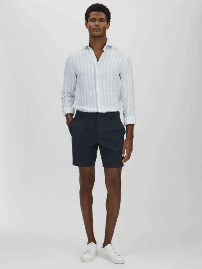 REISS Shorts Men Paige Tailored Knitted Shorts Deep Anchor