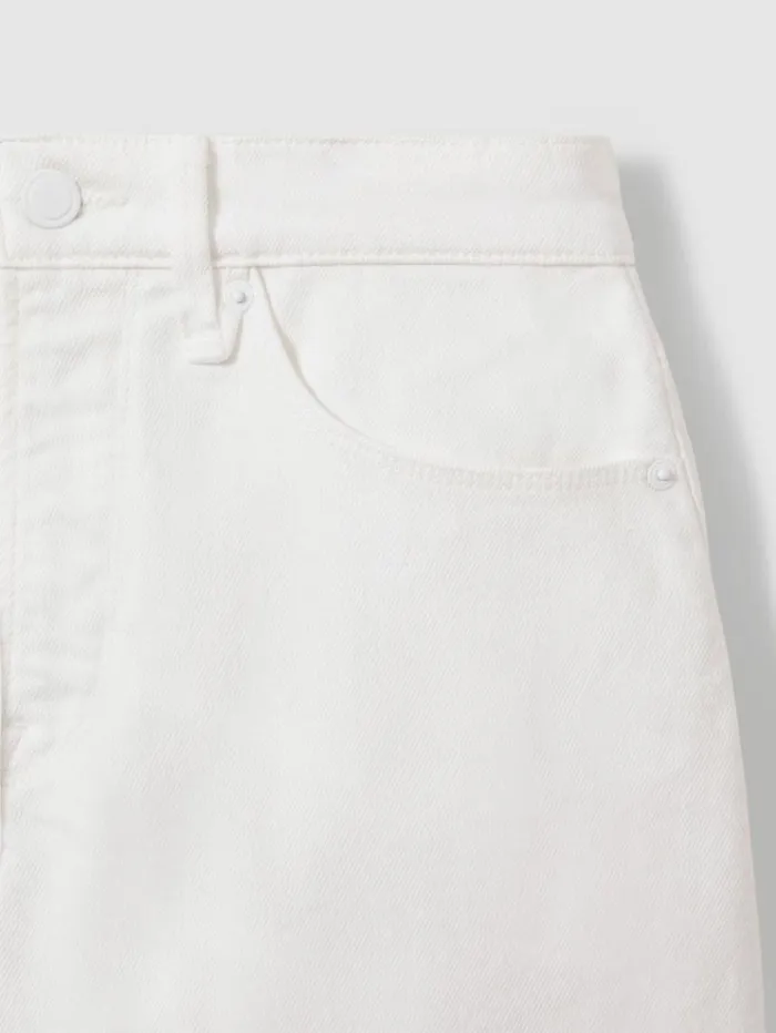 REISS Shorts Women Good American Raw Hem Denim Shorts White
