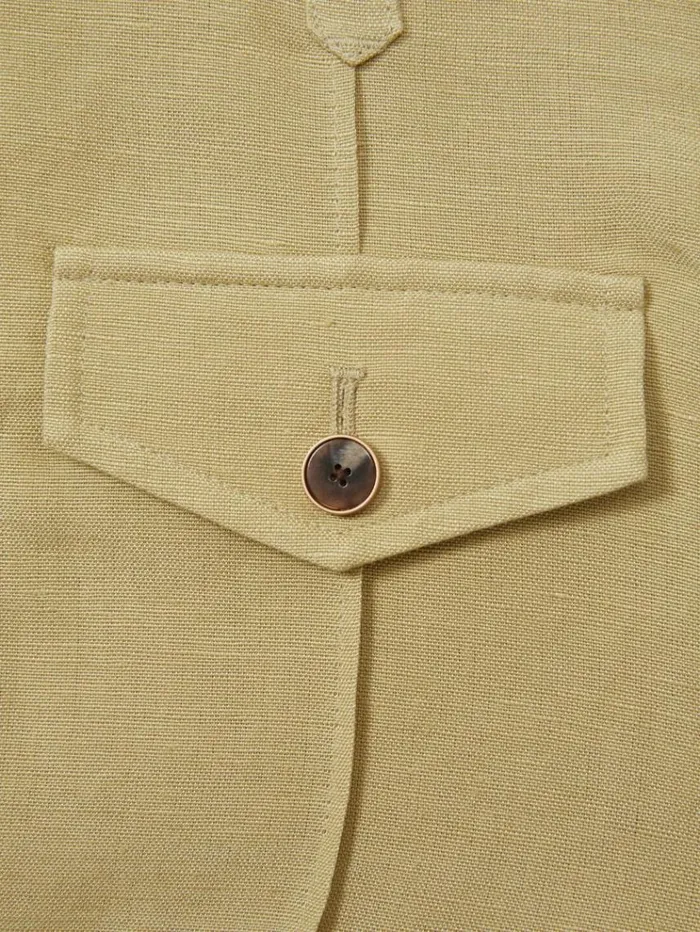 REISS Shorts Women Paige Linen Blend High Rise Suit Shorts Olive